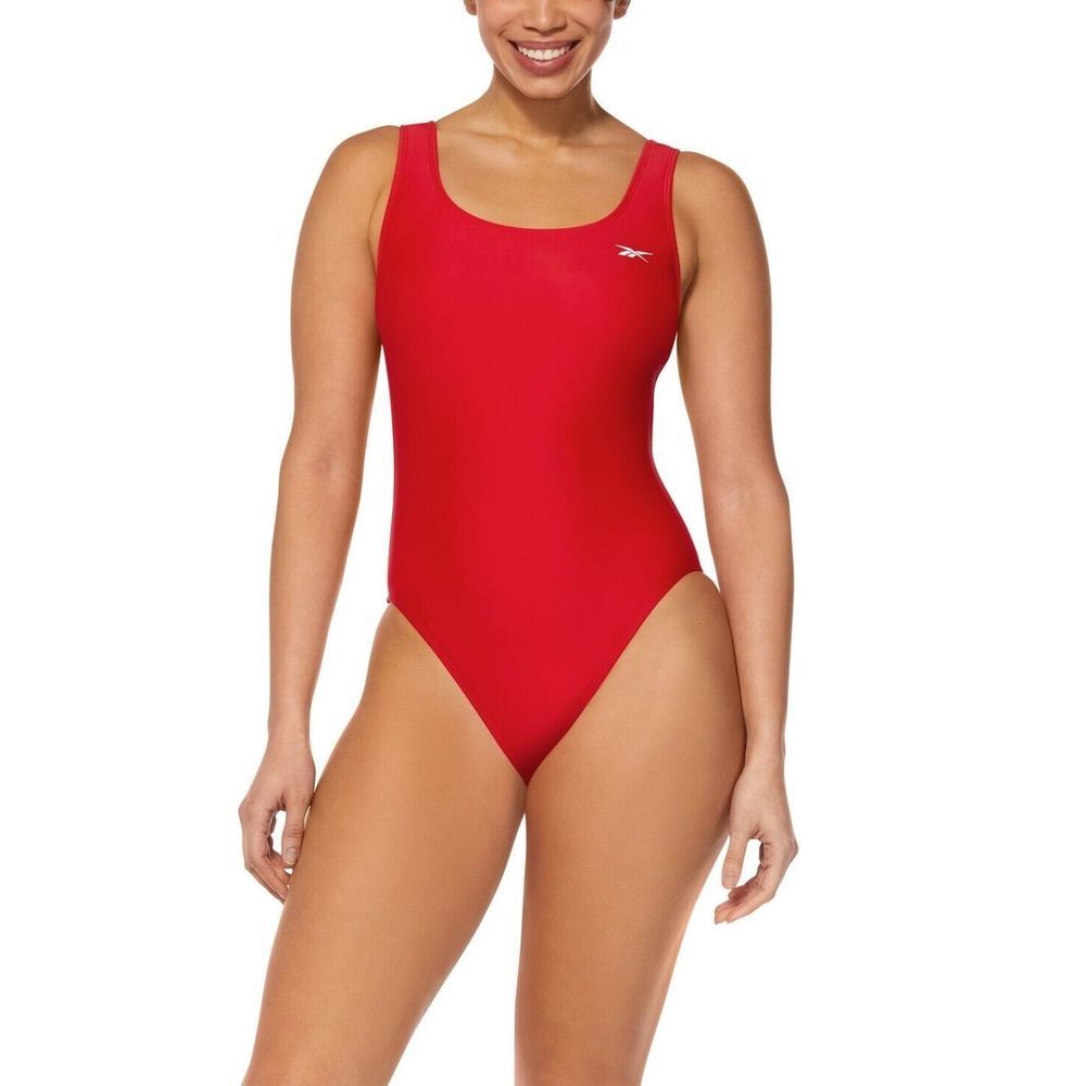 Reebok Women's Scoop-Neck Athletic One-Piece Swimsuit - Red XL